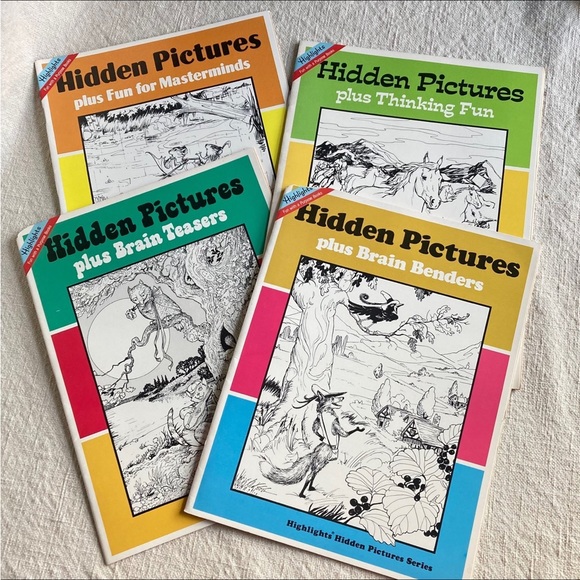 Vintage 1986 Highlights Hidden Pictures Series Lot of 4 Activity Books 80s - Picture 1 of 14